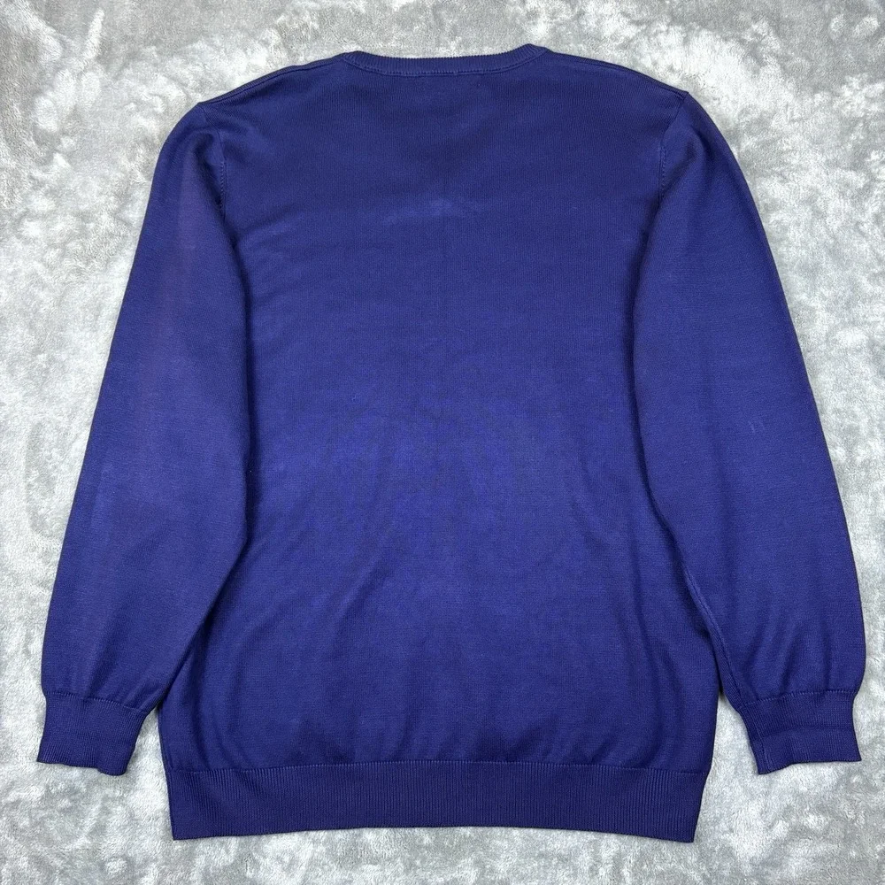 PJ Paul Jones Mens V Neck‎ Knit Sweater Blue Pullover Lightweight Classic 2XL